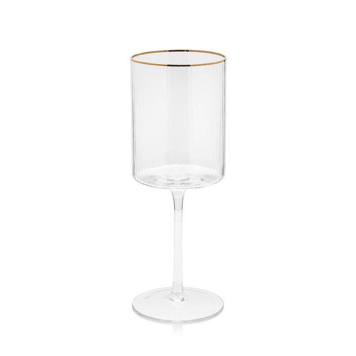 Optic Red Wine Glass with Gold Rim | Megan Molten