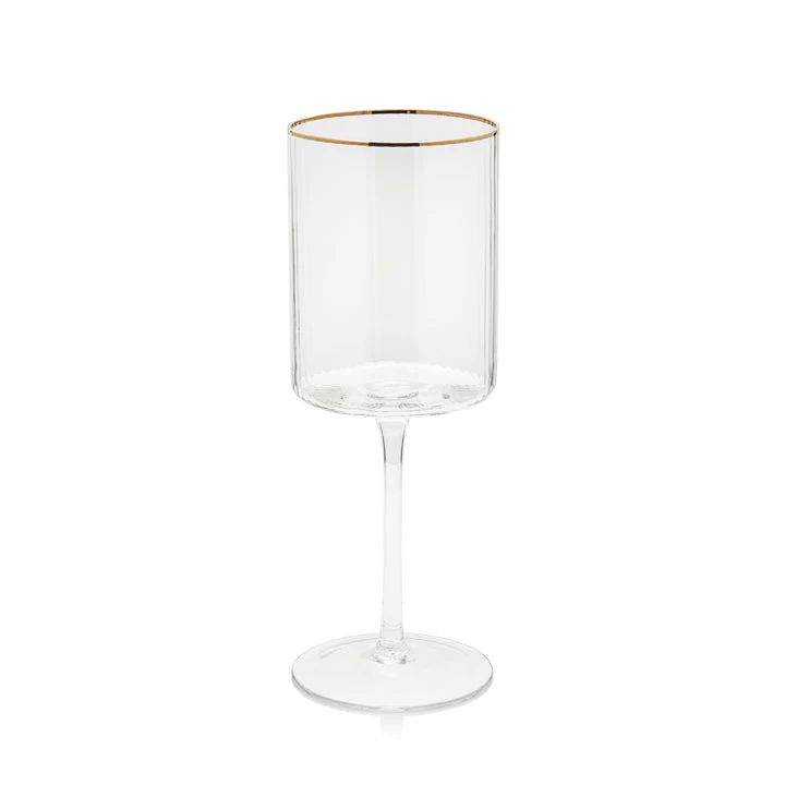 Optic Red Wine Glass with Gold Rim | Megan Molten