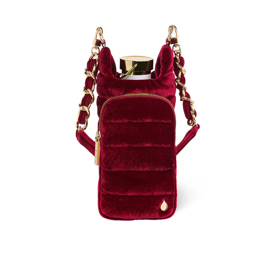 Velvet HydroBag® with Velvet and Gold chain strap- Wine | WanderFull 