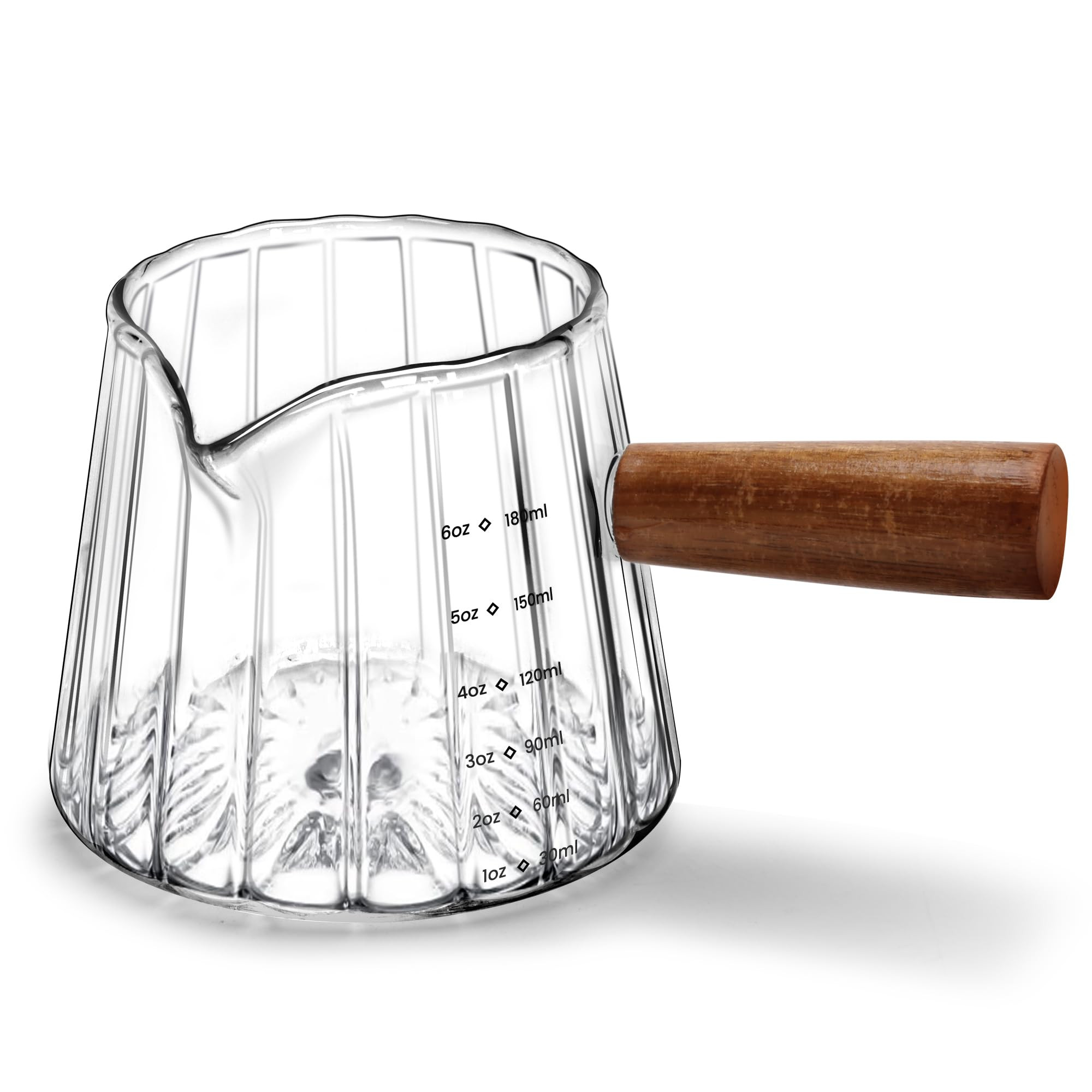 Espresso Measuring Cup 6 Oz, Espresso Glass Cups with Wood Handle, Milk Frothing Cup, Espresso Cu... | Amazon (US)