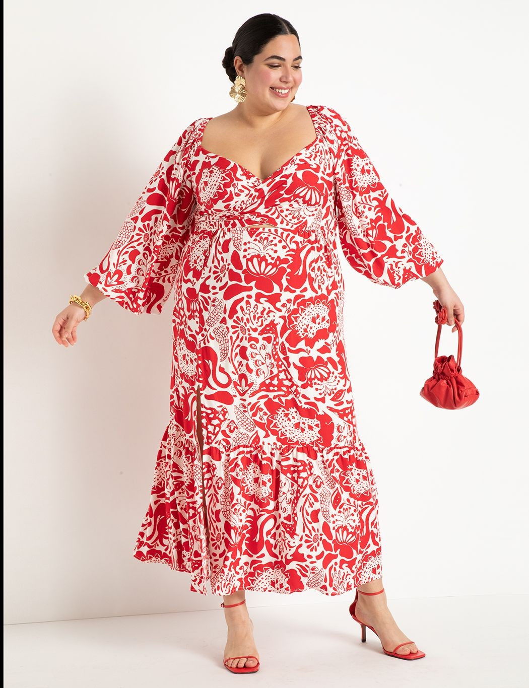 Wrap Bodice Maxi Dress With Slit | Women's Plus Size Dresses | ELOQUII | Eloquii