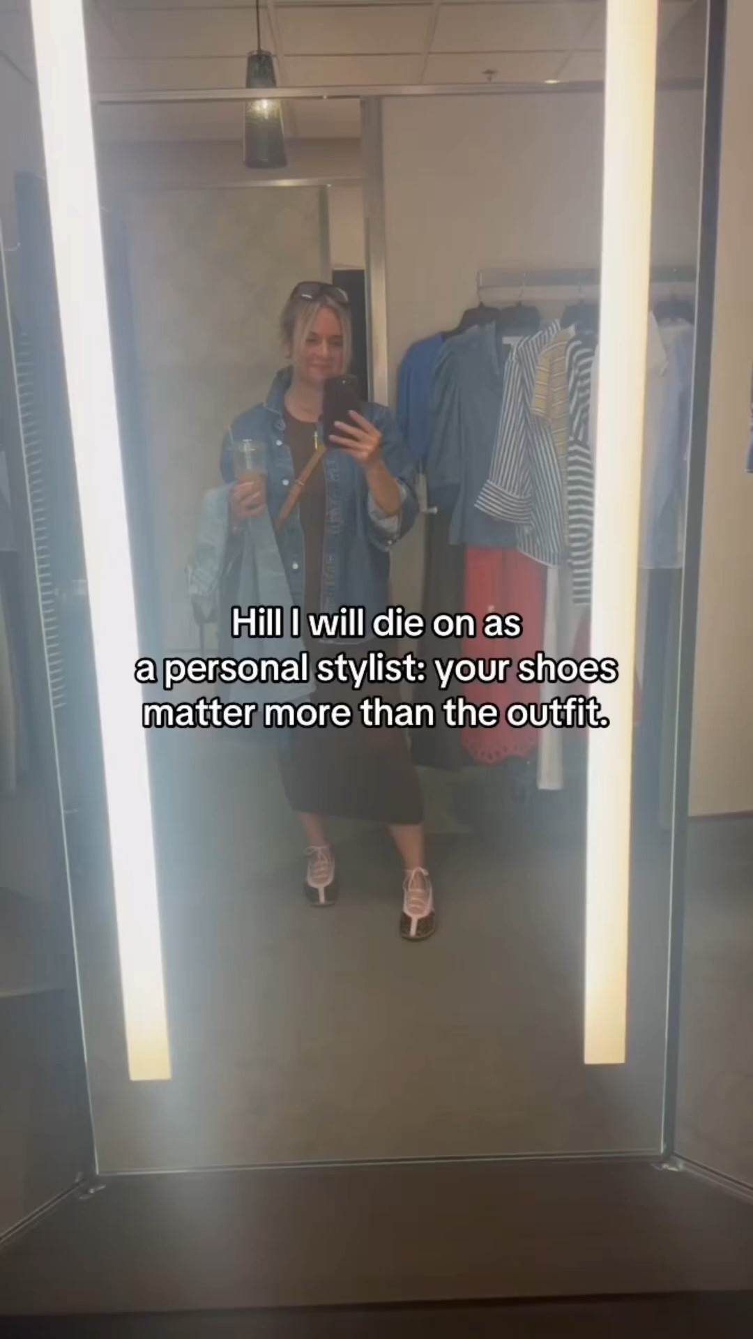 A simple jeans-and-tee outfit can look completely different depending on the shoes. 

Sneakers? 
Casual. 

Loafers? 
Polished. 

Heels? 
Elevated. 

Boots? 
Edgy. 

Before you buy another outfit, start paying attention to what you’re putting on your feet. 

Shoes don’t just complete the look. They often define it. 

#styletips #fashionadvice #shoestyle #outfitinspo #personalstyling