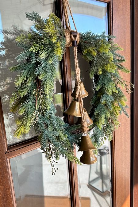 My front door wreaths are currently only $14! I added this little bunch of bells and love how it looks! 
.


#LTKSeasonal #LTKHoliday #LTKhome