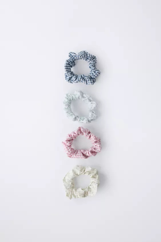 4-PACK OF GINGHAM SCRUNCHIES | Zara UK