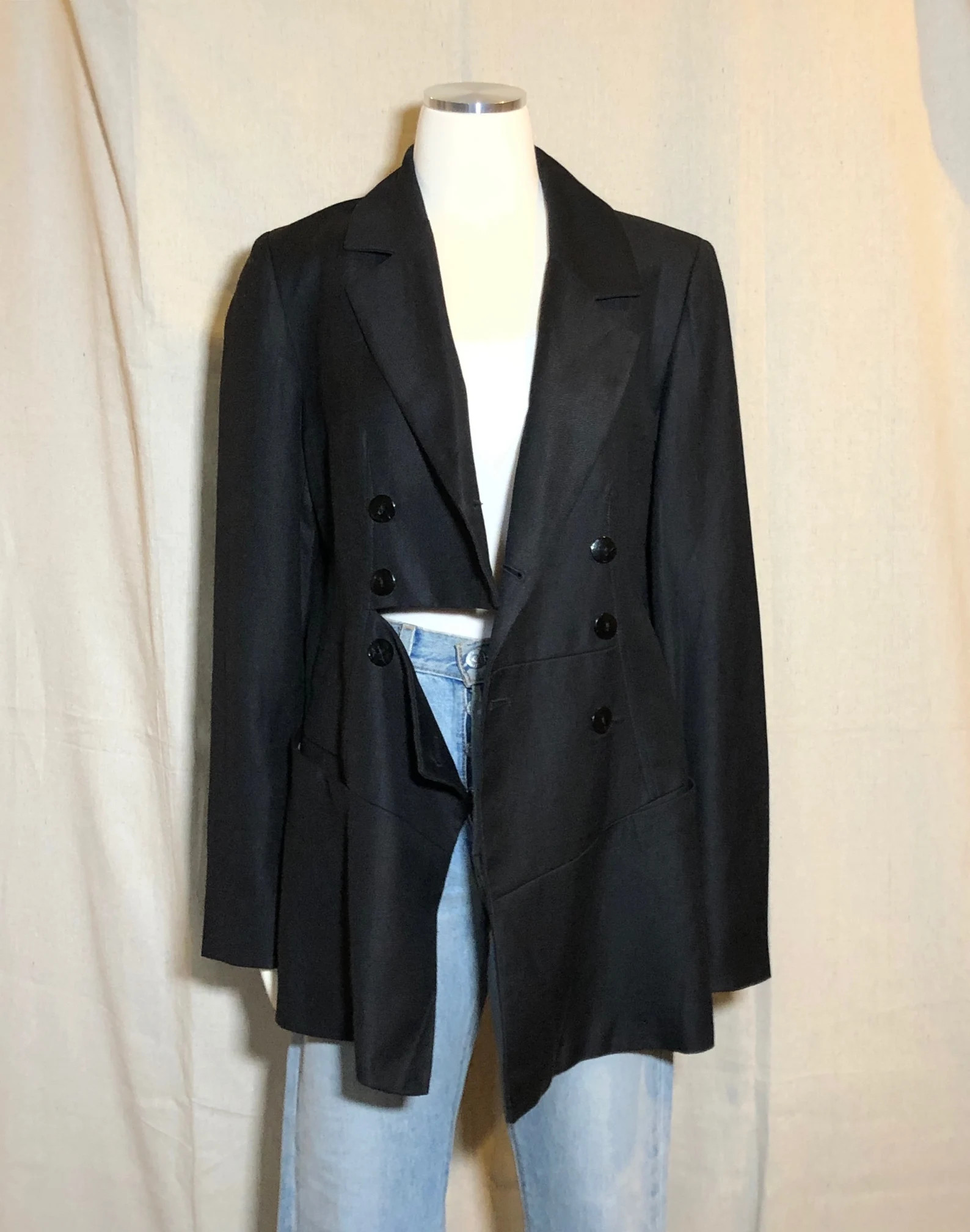 Black Linen Chopped Blazer M / L - Etsy Canada | Etsy (US)