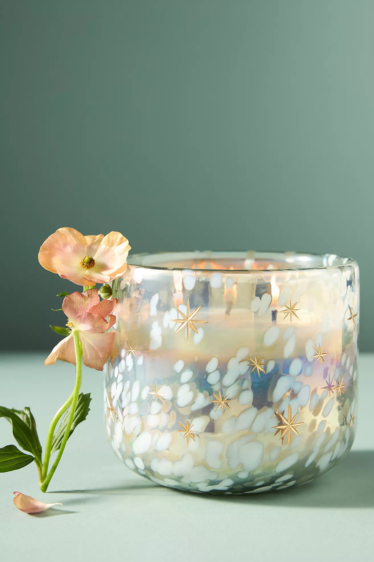 By Anthropologie Festive Woody Winter Woods & Vanilla Gilded Glass Jar Candle | Anthropologie (US)