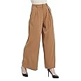 Tronjori Women High Waist Casual Wide Leg Long Palazzo Pants Trousers Regular Size | Amazon (US)