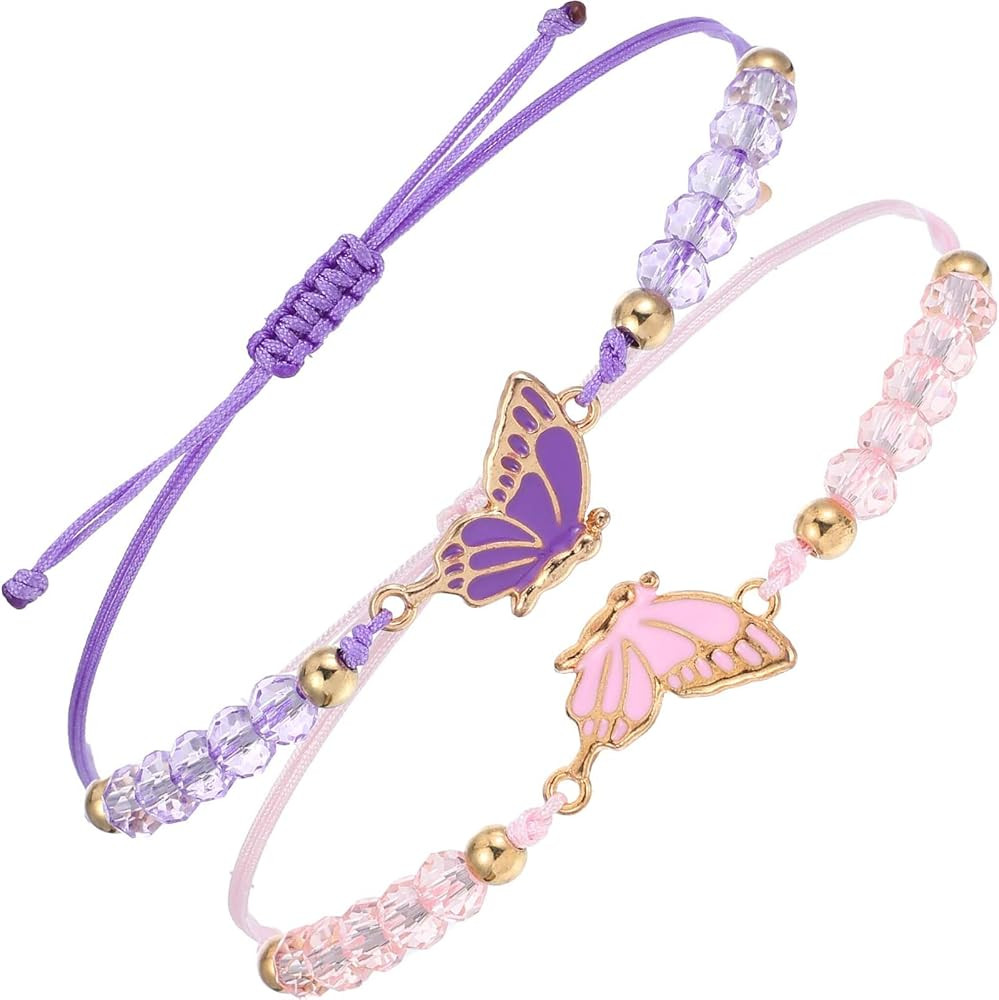 simarro 2pcs Matching Bracelets, Butterfly Friendship Bracelets Adjustable Strand Best Friends Br... | Amazon (US)