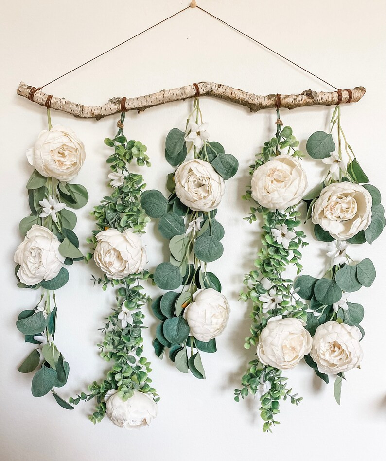 Floral hanging, Flower wall hanging, floral wall hanging, boho wall decor, floral backdrop, hangi... | Etsy (US)