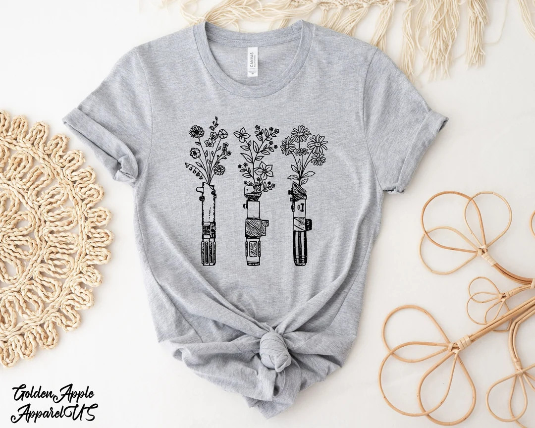 Star Wars Floral Lightsaber Shirt, Women's Star Wars Shirt, Galaxy's Edge Shirt, Darth Vader Shir... | Etsy (US)