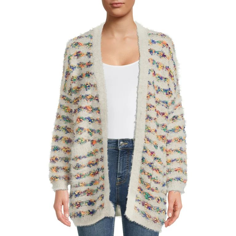 Dreamers by Debut Women's Open Front Rainbow Cardigan Sweater, Midweight | Walmart (US)