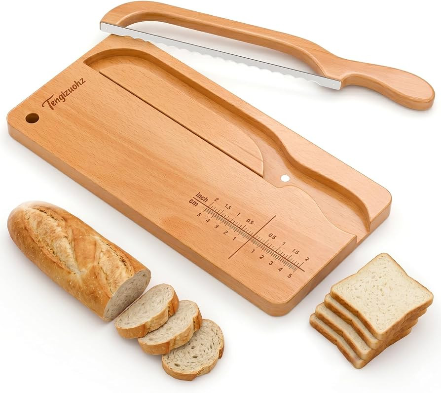 Upgraded Bread Knife and Board Set-Adjustable Thickness Bread Slicer for Homemade & Sourdough wit... | Amazon (US)