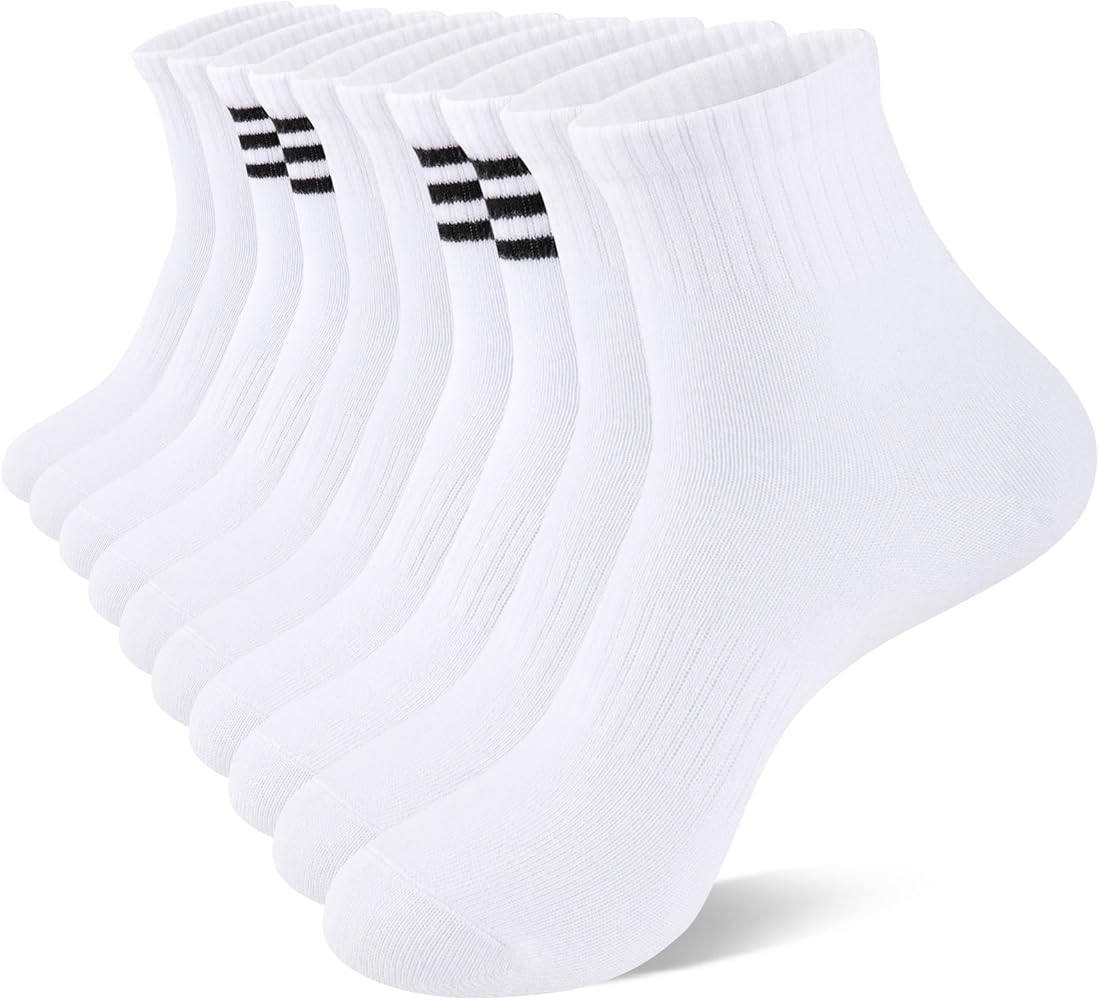 Heatuff Womens Ankle Quarter Socks Cotton Striped Athletic Casual Mini Crew Socks for Women (5 Pa... | Amazon (US)