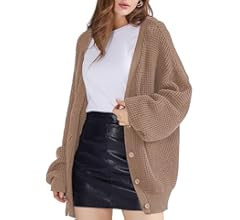 QUALFORT Women's Cardigan Sweater 100% Cotton Button-Down Long Sleeve Oversized Knit Cardigans | Amazon (US)