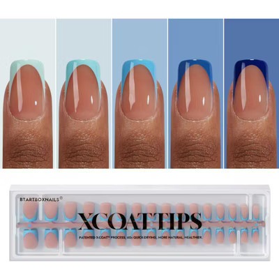 BTArtboxnails XCOATTIPS® Blue French Tips - Short Square Brown base tips | Target