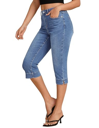 luvamia Capri Jeans for Women Trendy High Waisted Slim Split Hem Stretch Denim Jean Capris Croppe... | Amazon (US)