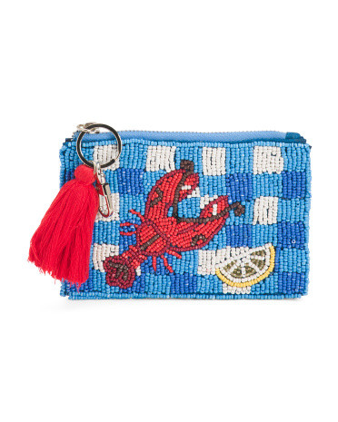 Handmade Beaded Gingham Lobster Coin Purse for Women | Leather | Marshalls