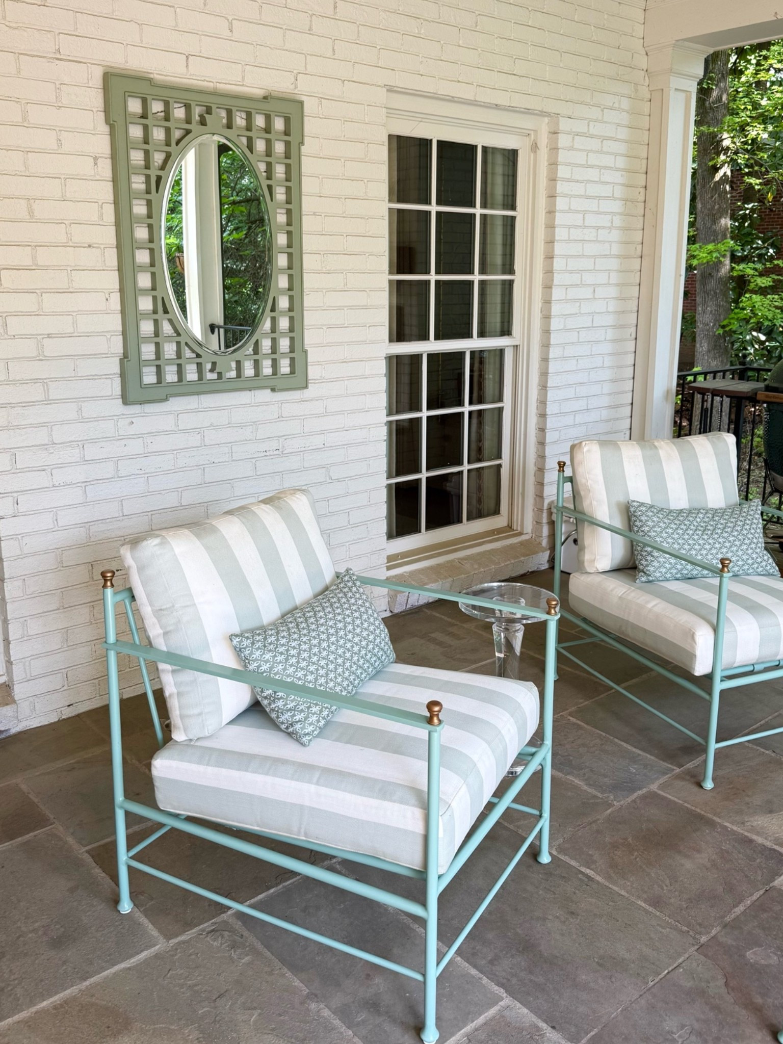 Porch season! My outdoor furniture is sold out but the mirror is still available. It’s an indoor mirror I hung on our covered patio. Also linking the best acrylic side tables I move around our house

#LTKHome