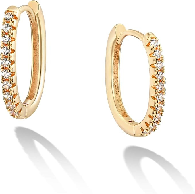 VACRONA Cubic Zirconia Huggie Earrings 14k Gold Plated Tiny Cuff Earrings Small Huggie Hoop Earrings | Amazon (US)