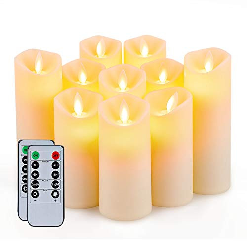 5plots 10 PCS Flickering Flameless Candles, Moving Flame, Battery Operated LED Pillar Candles wit... | Amazon (US)