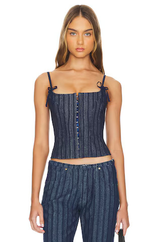 LIONESS Charismatic Denim Corset in Dark Denim from Revolve.com | Revolve Clothing (Global)