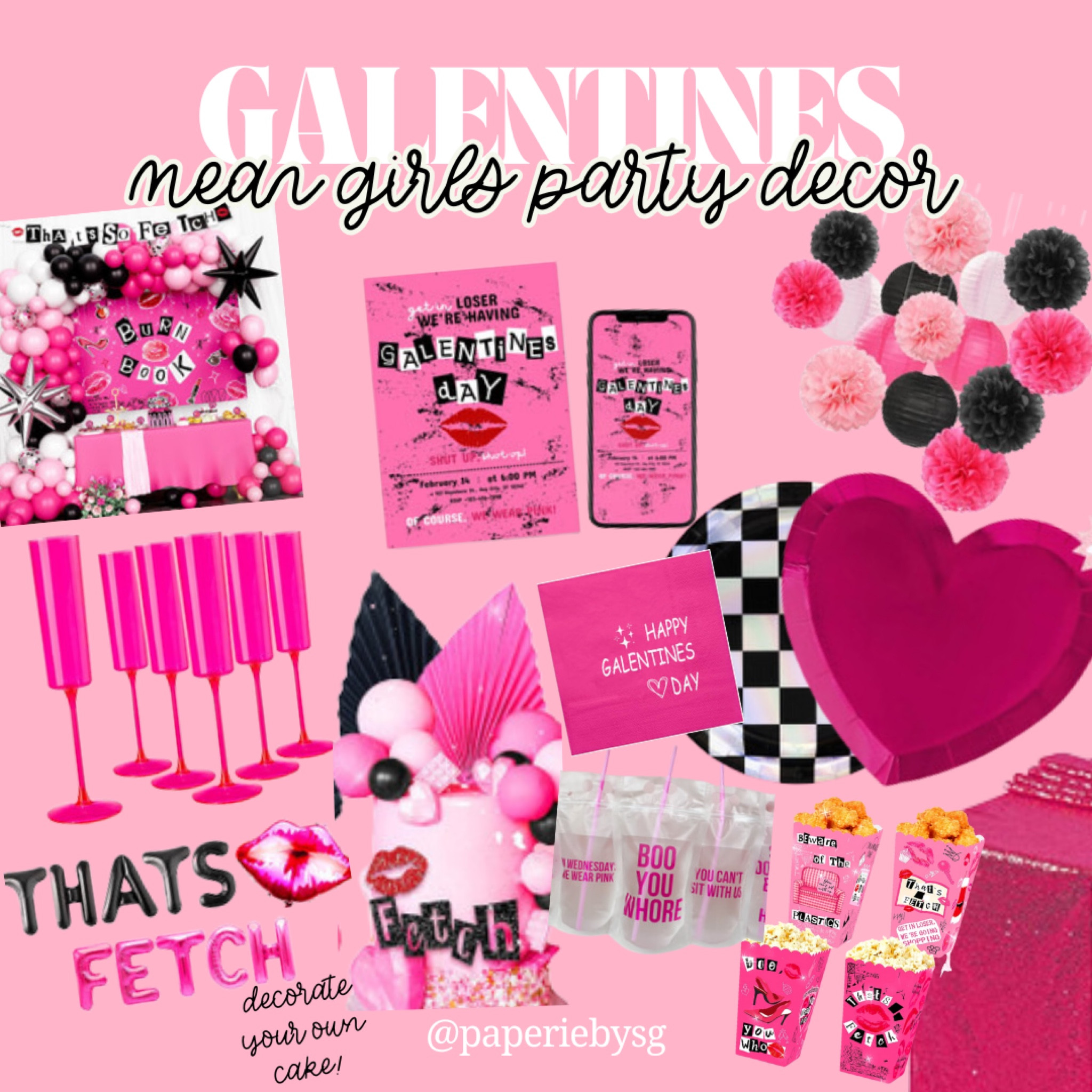 Galentines Party Decor - Mean girls - Valentines - Vday - Hot Pink - black and white - Preppy - Amazon - Target - Ets

#LTKHome #LTKSeasonal #LTKParties