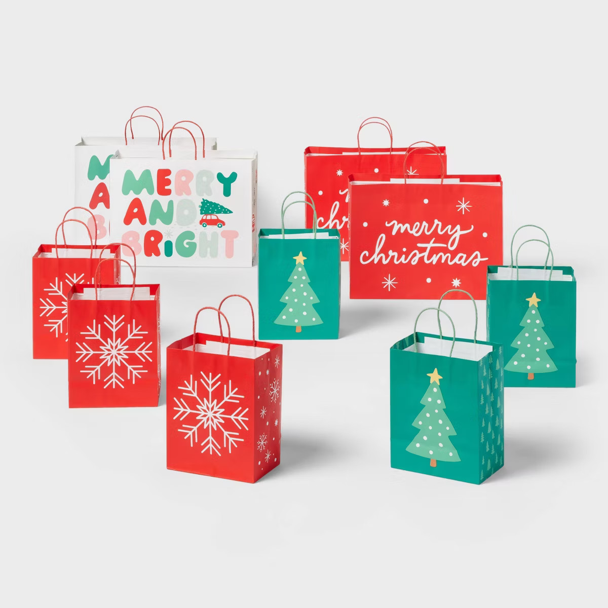 10pk Multi-Size Christmas Icons Gift Bags Colorful - Spritz™ | Target