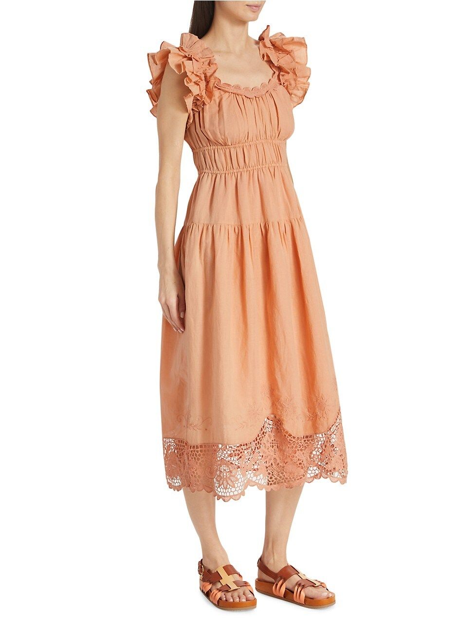 Leona Linen-Blend Tiered Maxi Dress | Saks Fifth Avenue