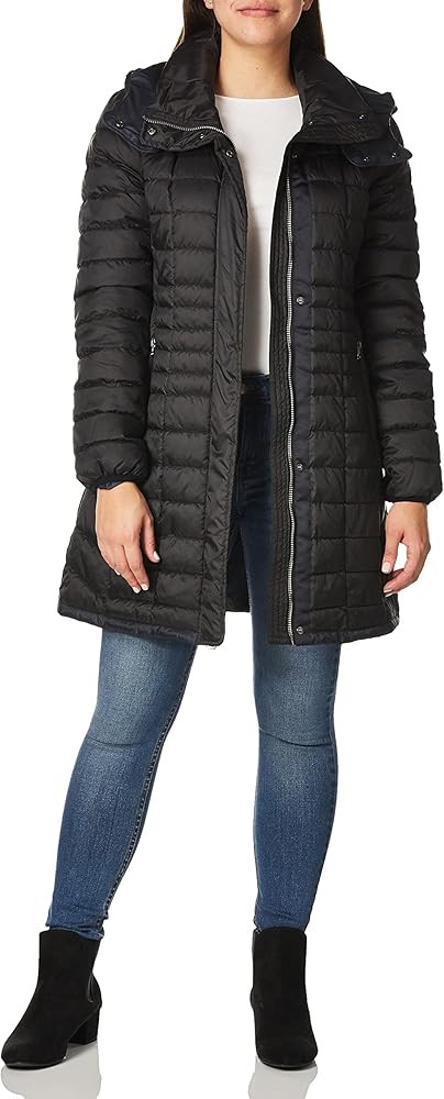 Marc New York by Andrew Marc Women's Marble Quilted Down Jacket with Removable Hood | Amazon (US)