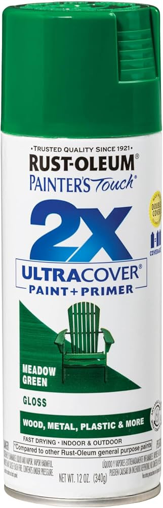 Rust-Oleum 334039 Painter's Touch 2X Ultra Cover Spray Paint, 12 oz, Gloss Meadow Green | Amazon (US)