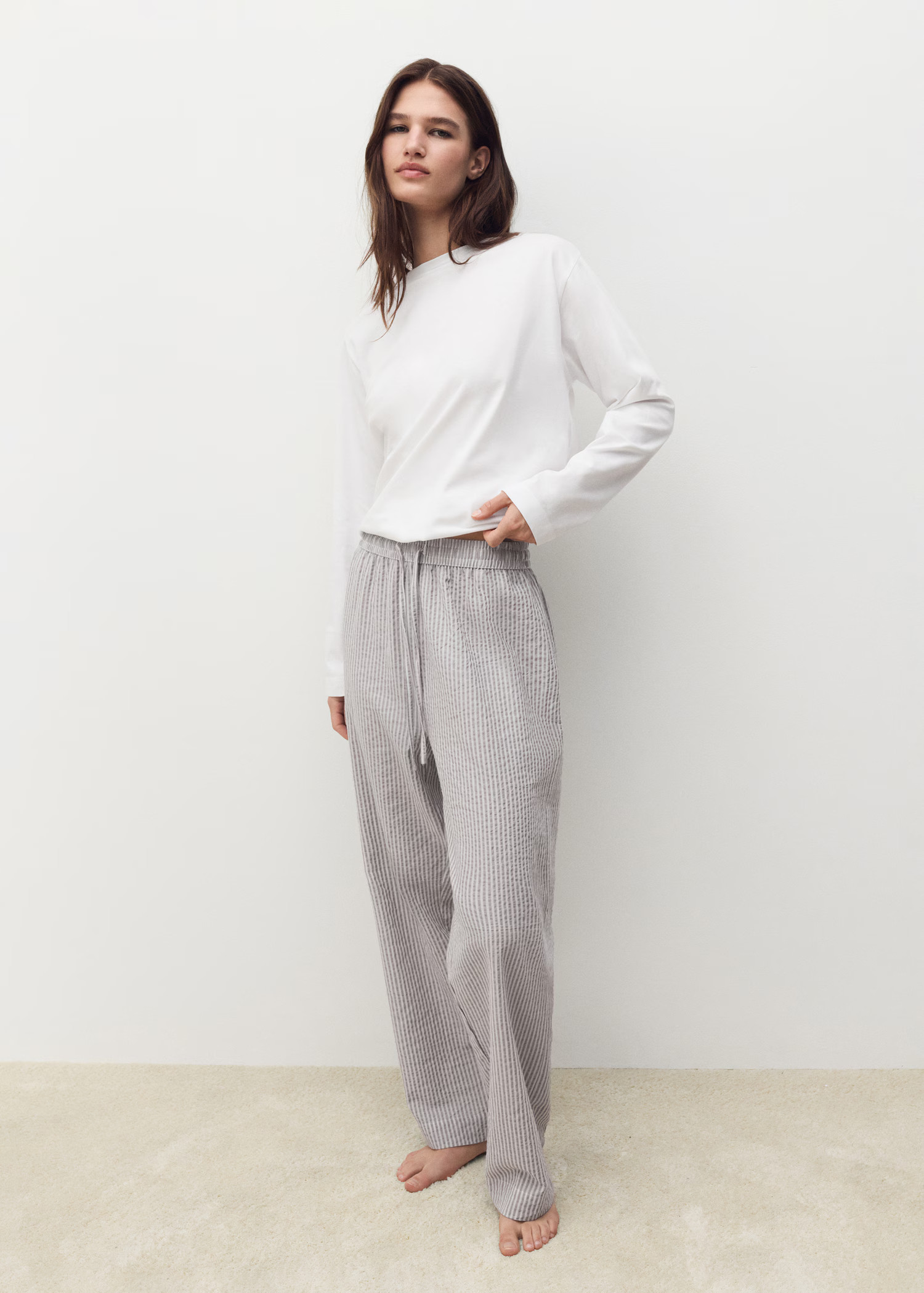 Seersucker striped two-piece pyjamas | MANGO (UK)