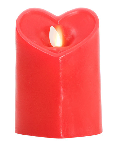 Scalloped Smooth Moving Flame Heart Shaped Pillar Candle | TJ Maxx