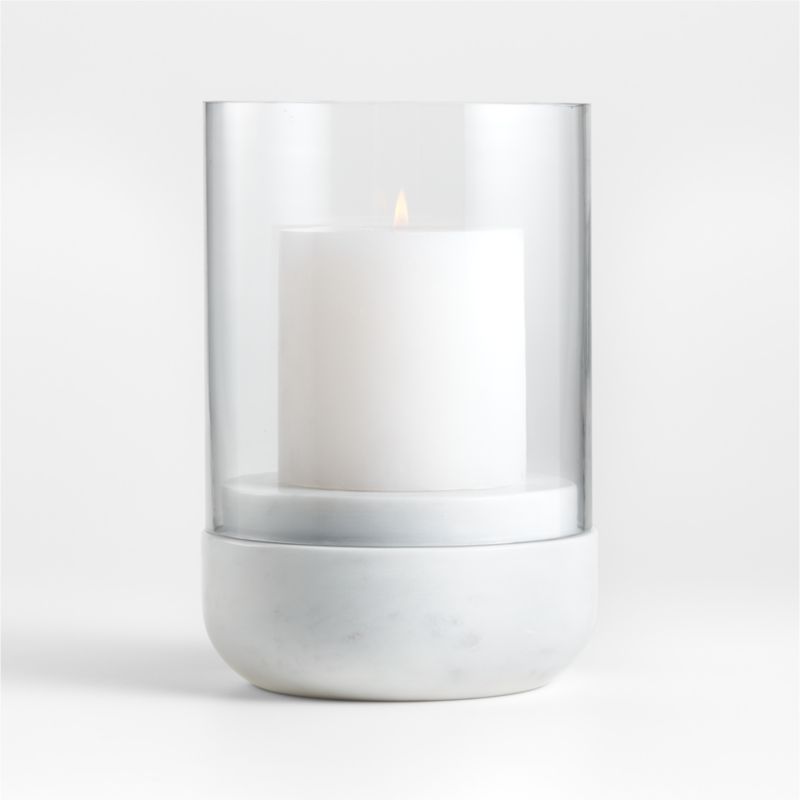 Curve Marble and Glass Hurricane Candle Holder 9.5" + Reviews | Crate & Barrel | Crate & Barrel