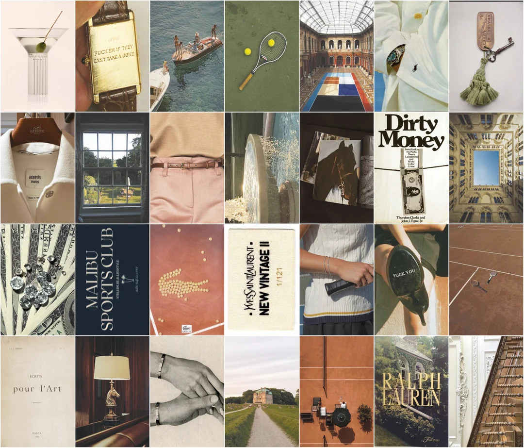 112PCS, Old Money Aesthetic Collage Kit, Preppy Vintage Luxury, Retro Brown/green/blue Aesthetic,... | Etsy (US)