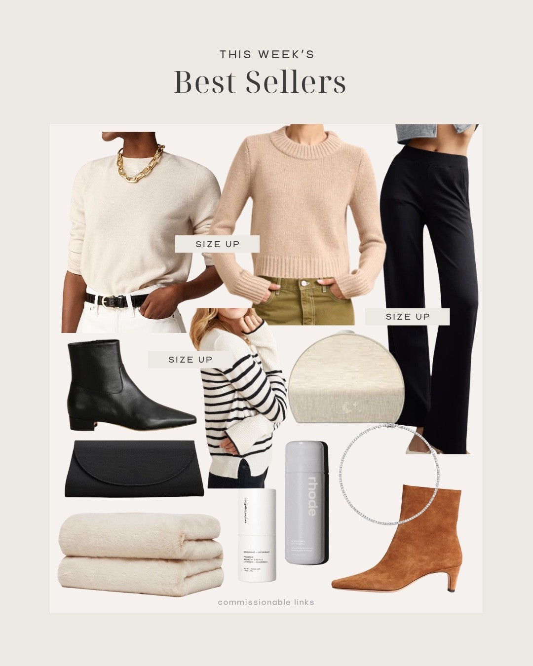 This week’s bestsellers!
Cashmere sweaters
Knit pants
Boots
Deodorant 
Lab grown diamond necklace
Cozy blanket
Satin clutch
Alarm clock 
Glazing milk 

#LTKHoliday #LTKSeasonal #LTKOver40