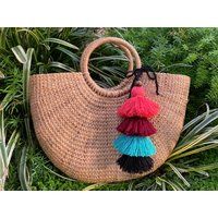 Tassels For Bags, Straw Bag, Bag Tassel, Tassel Pompoms Handbags, Charm, Beach Pom, Bridesmaid Gift | Etsy (US)