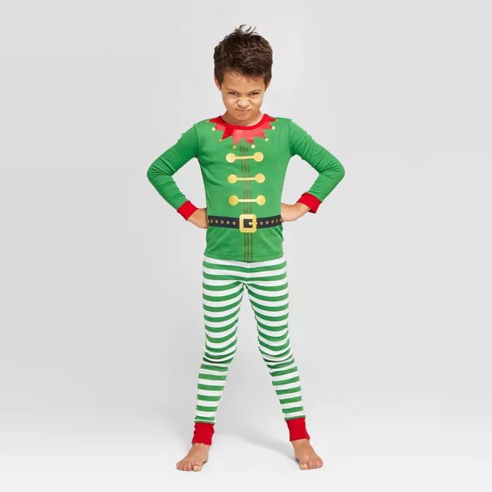 Kids' Holiday Elf Pajama Set - Wondershop™ Green | Target