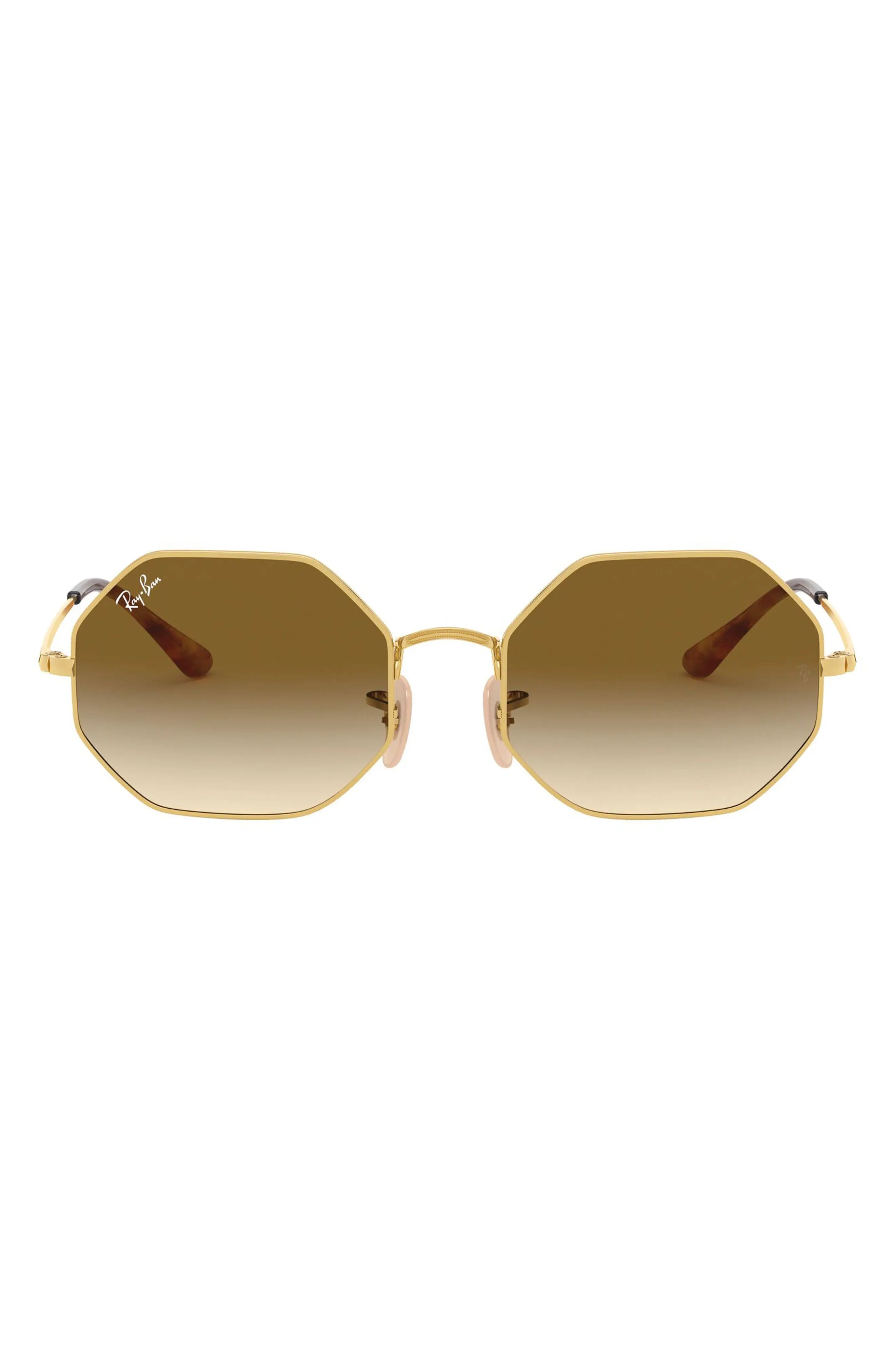 Ray-Ban 1972 54mm Gradient Octagon Sunglasses in Gold/Gradient Brown at Nordstrom | Nordstrom