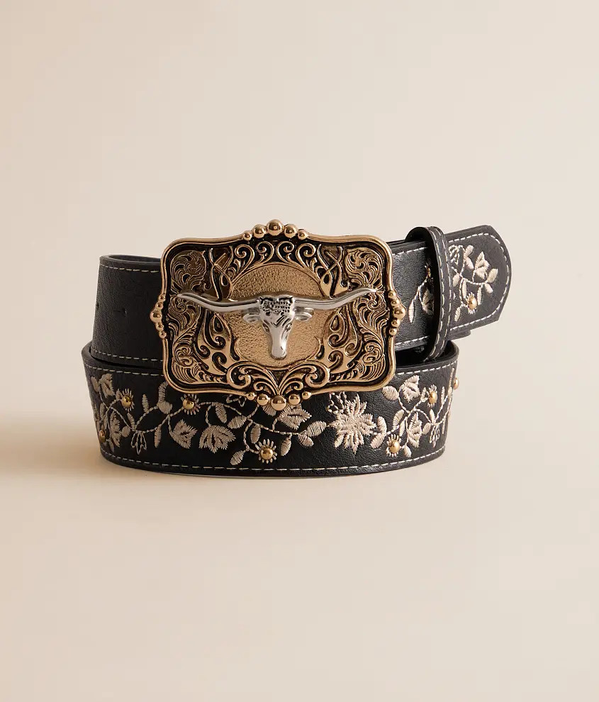 Floral Embroidered Belt | Buckle