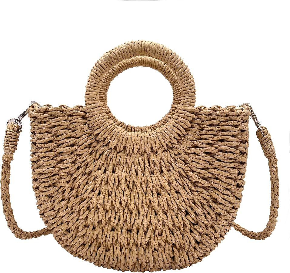 Straw Clutch Crossbody Bags Beach Woven Straw Shoulder Handbags Satchel Handbags for Women | Amazon (US)