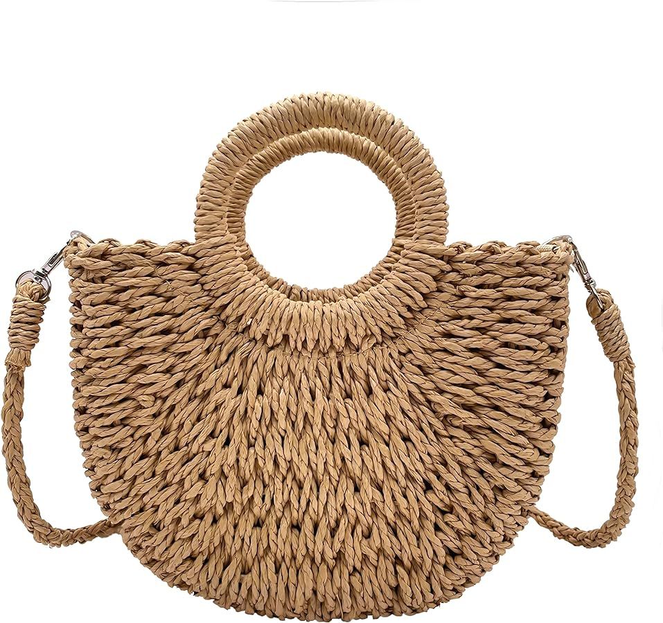 Straw Clutch Crossbody Bags Beach Woven Straw Shoulder Handbags Satchel Handbags for Women | Amazon (US)