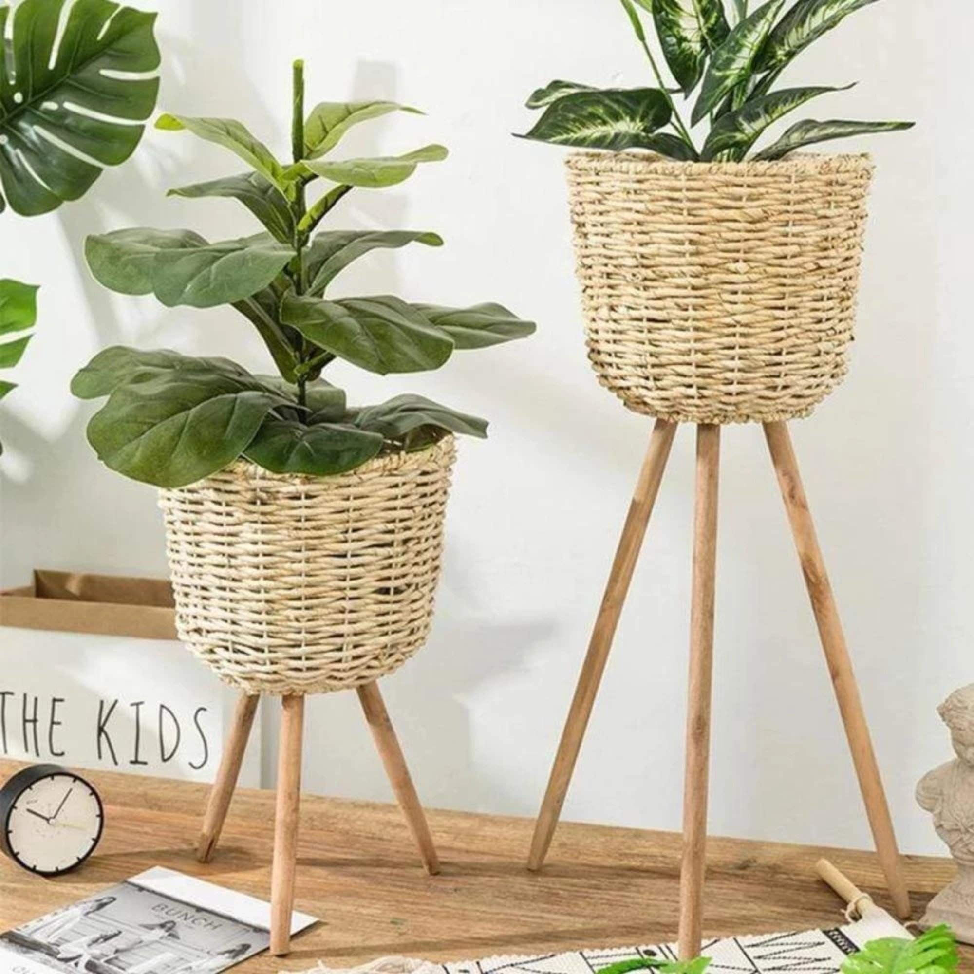 Bamboo Plant Pots Stand & Planter Basket Wicker Baskets for Indoor Plants | Bamboo & Corn Planter... | Amazon (US)