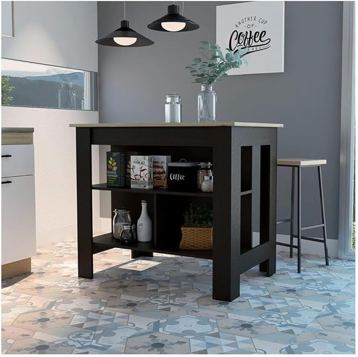 HomeStock Nordic Haven Kitchen Island - Stylish Kitchen Island with Spacious Top, Three Storage S... | Amazon (US)