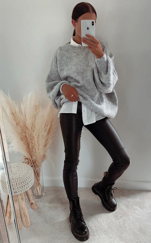 Freja Oversized Knitted Jumper in Grey | iKrush
