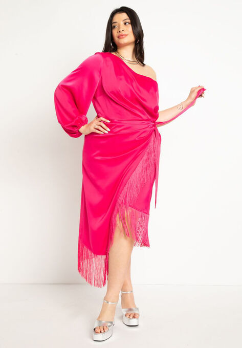 One Shoulder Fringe Dress | Eloquii