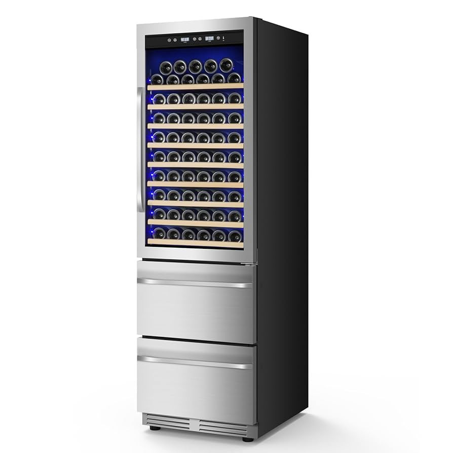 24 Inch Wine and Beverage Refrigerator, 2 IN 1 Dual Zone Drawer Beverage Fridge Wine Cooler, Buil... | Amazon (US)