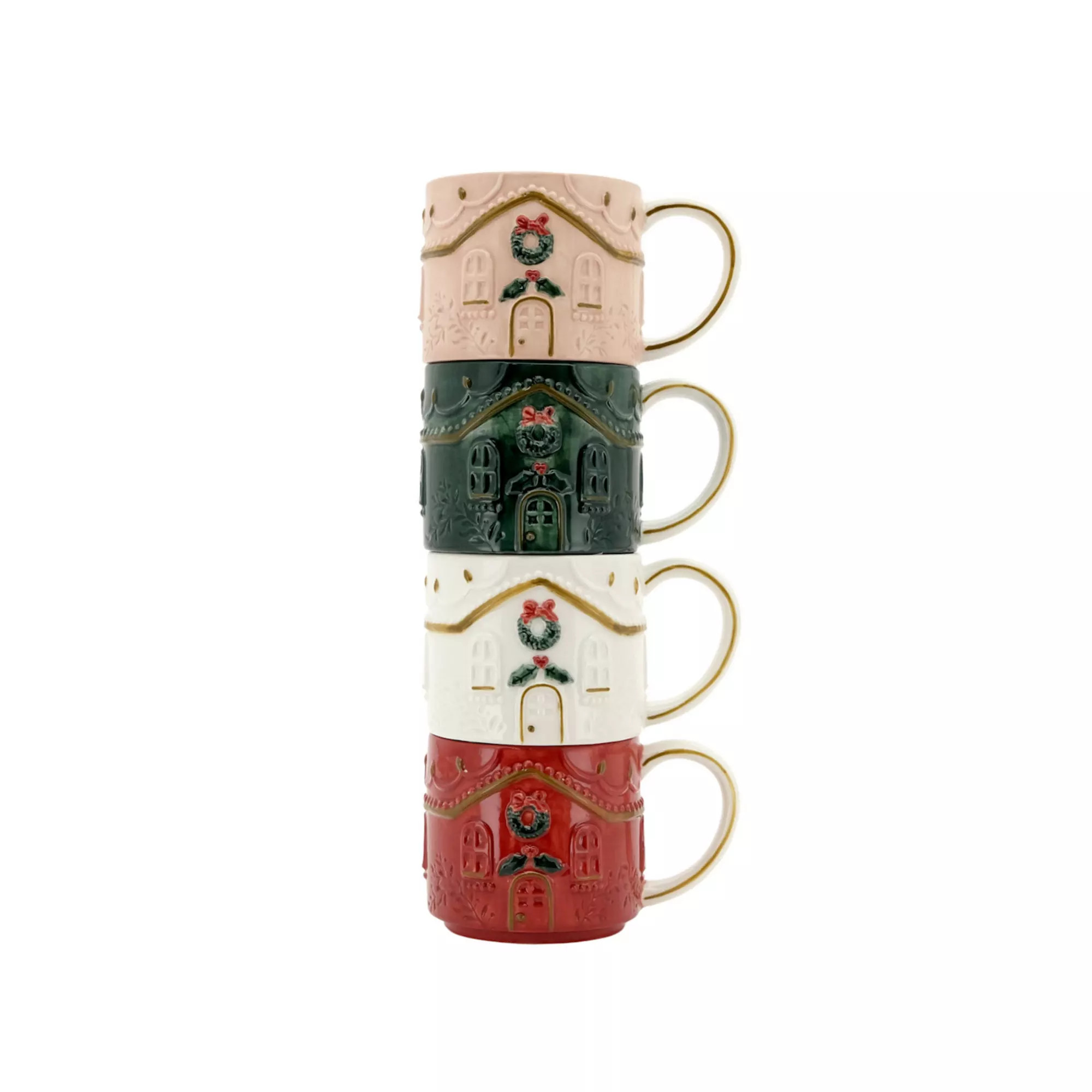 St. Nicholas Square® 4-Piece Holiday House Stacking Mug Set | Kohl's