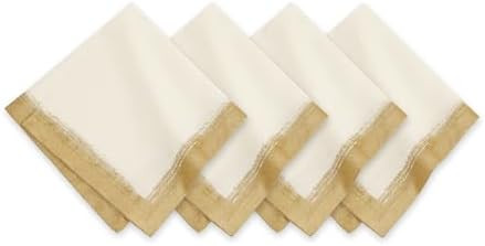 Villeroy & Boch Linen Blend Metallic Brushstroke Napkins, 21 Inches x 21 Inches, Set of 4, Ivory ... | Amazon (US)