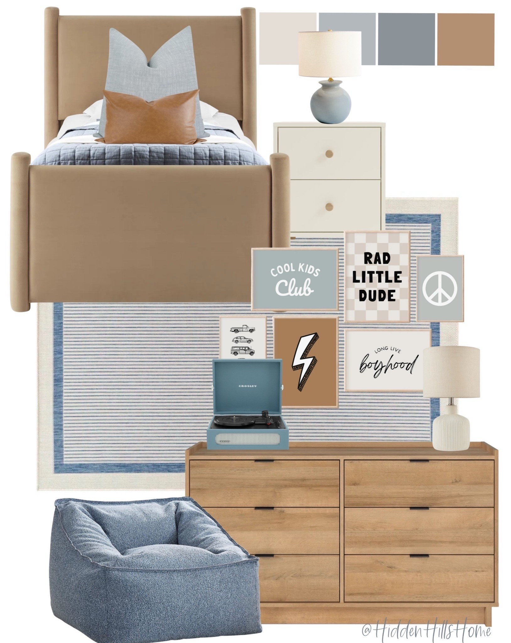 Boys bedroom decor ideas, boys room mood board, home decor, blue and tan kids bedroom inspiration, kids bed, twin bed, nightstands #kids


#LTKKids #LTKSaleAlert #LTKHome