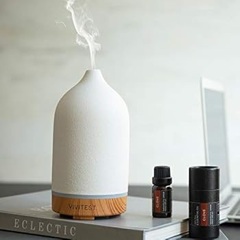 VIVITEST Ceramic Diffuse,Stone Essential Oil Diffuser, Ultrasonic Aromatherapy Diffusers (100ML) | Amazon (US)